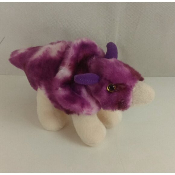 Aurora Plush Purple Triceratops Dinosaur Plush 8.5" Stuffed Animal Toy - Picture 1 of 7